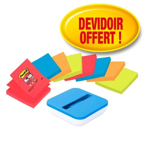 8 blocs z-notes avec dvidoir bleu offert bora 76 x 76 mm