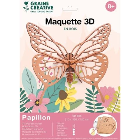 Maquette en bois 3d papillon 22 pices