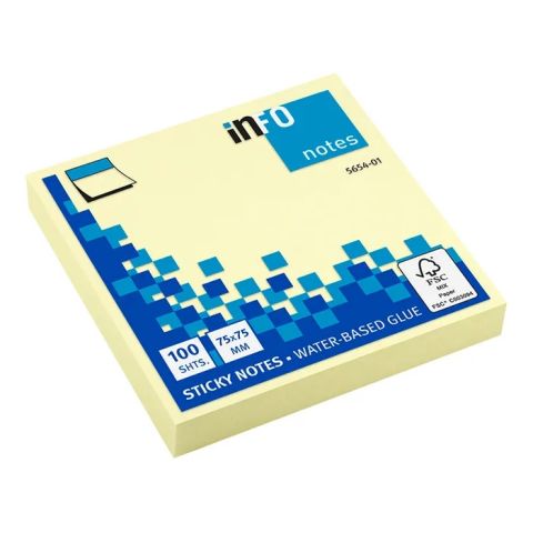 Notes adhsives 100 feuilles 75 x 75 mm jaune