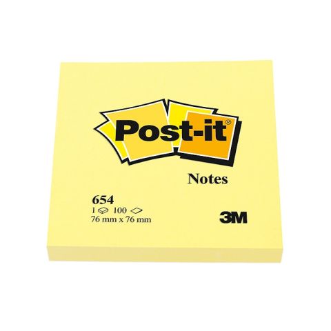 Notes post-it 100 feuilles jaune canari 76 x 76 mm