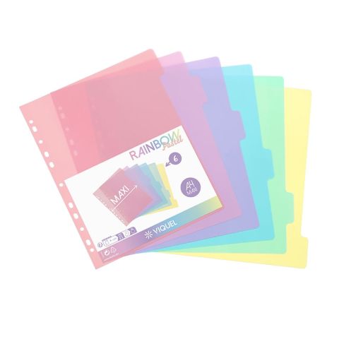 Intercalaire 6 positions a4 maxi rainbow pastel