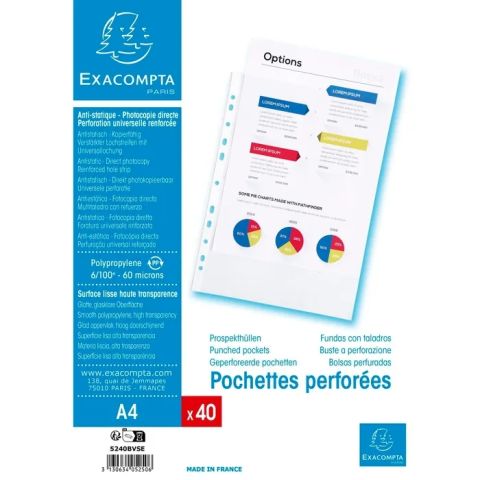 40 pochettes plastique perfores a4