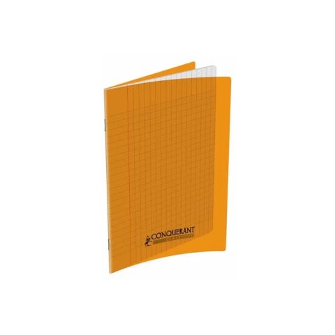 Cahier polypro 17 x 22 cm 48 pages grands carreaux orange