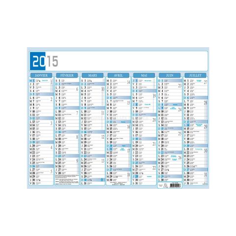 Calendrier 2 x 7 mois bicolore 40,5 x 53 cm anne en cours